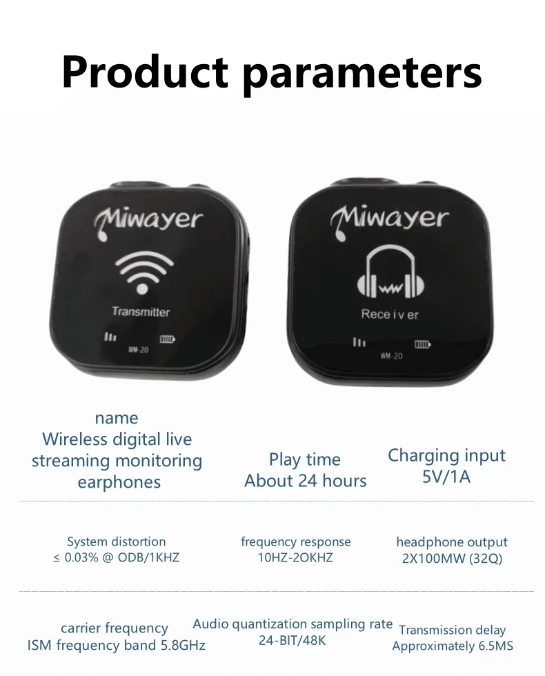 Miwayer WM-20 5.8G Wireless In - In Ear Monitors For Singers recension och pris