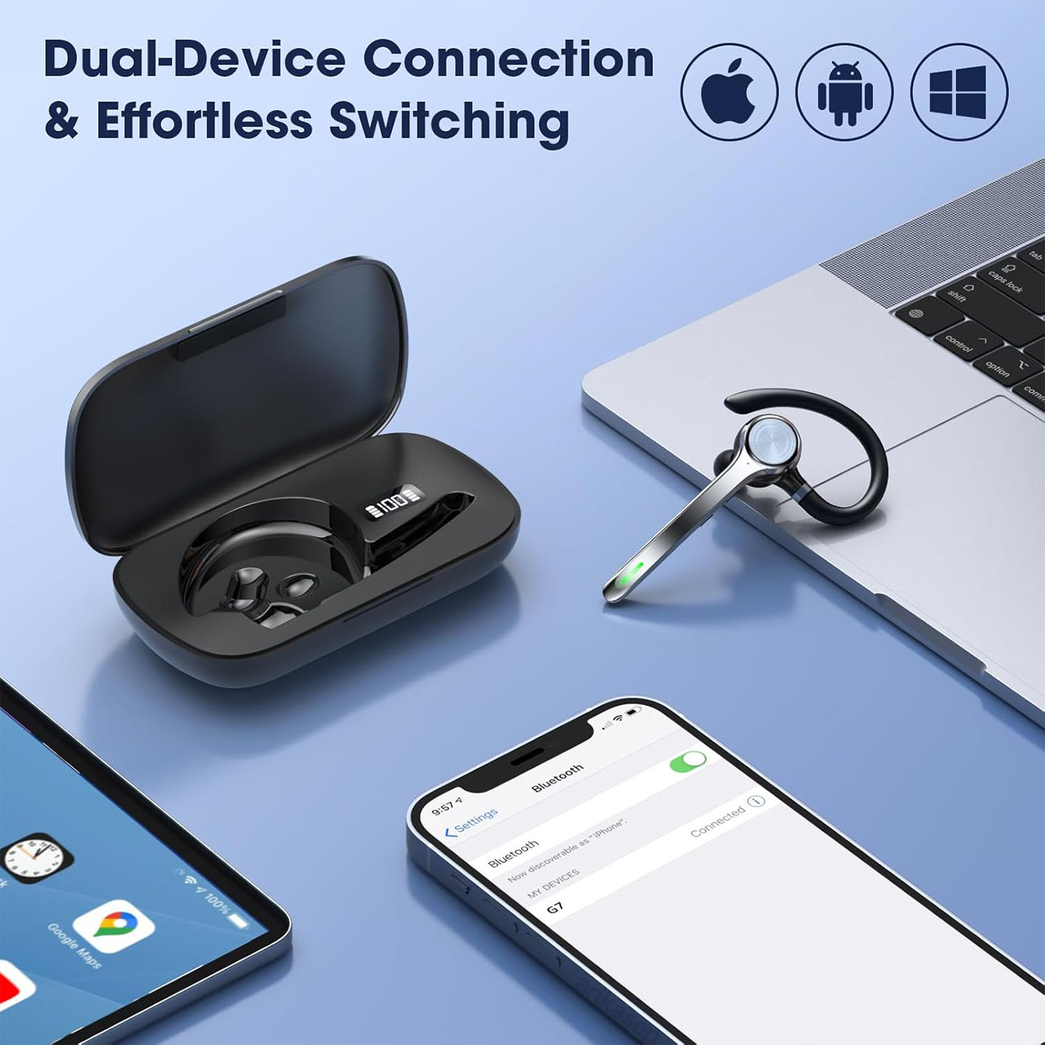 Wireless Headset Single-Ear Bl - Open Ear Air Conduction Headphones recension och pris