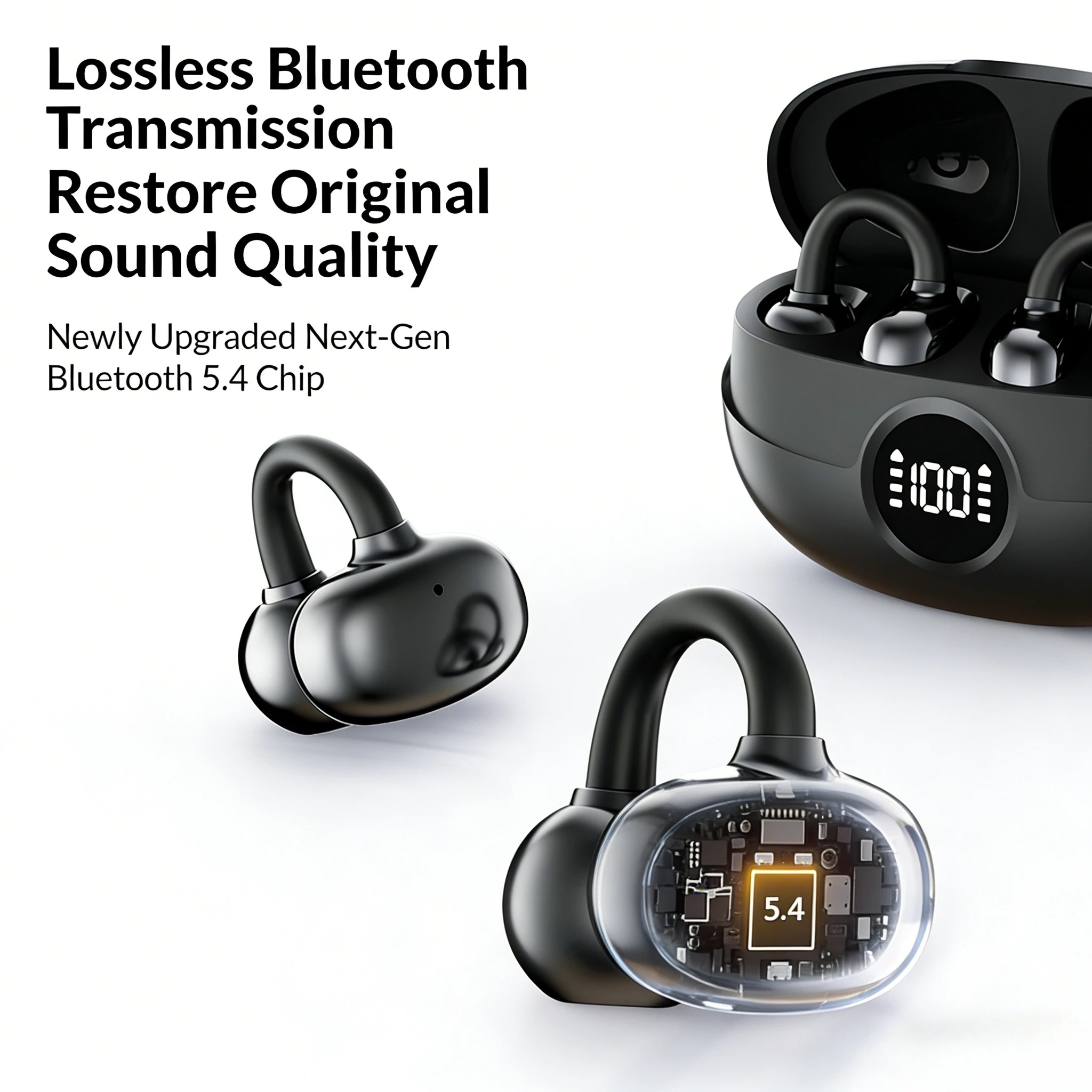 Wireless Clip‑On Earphones,  D - Open Ear Air Conduction Headphones recension och pris