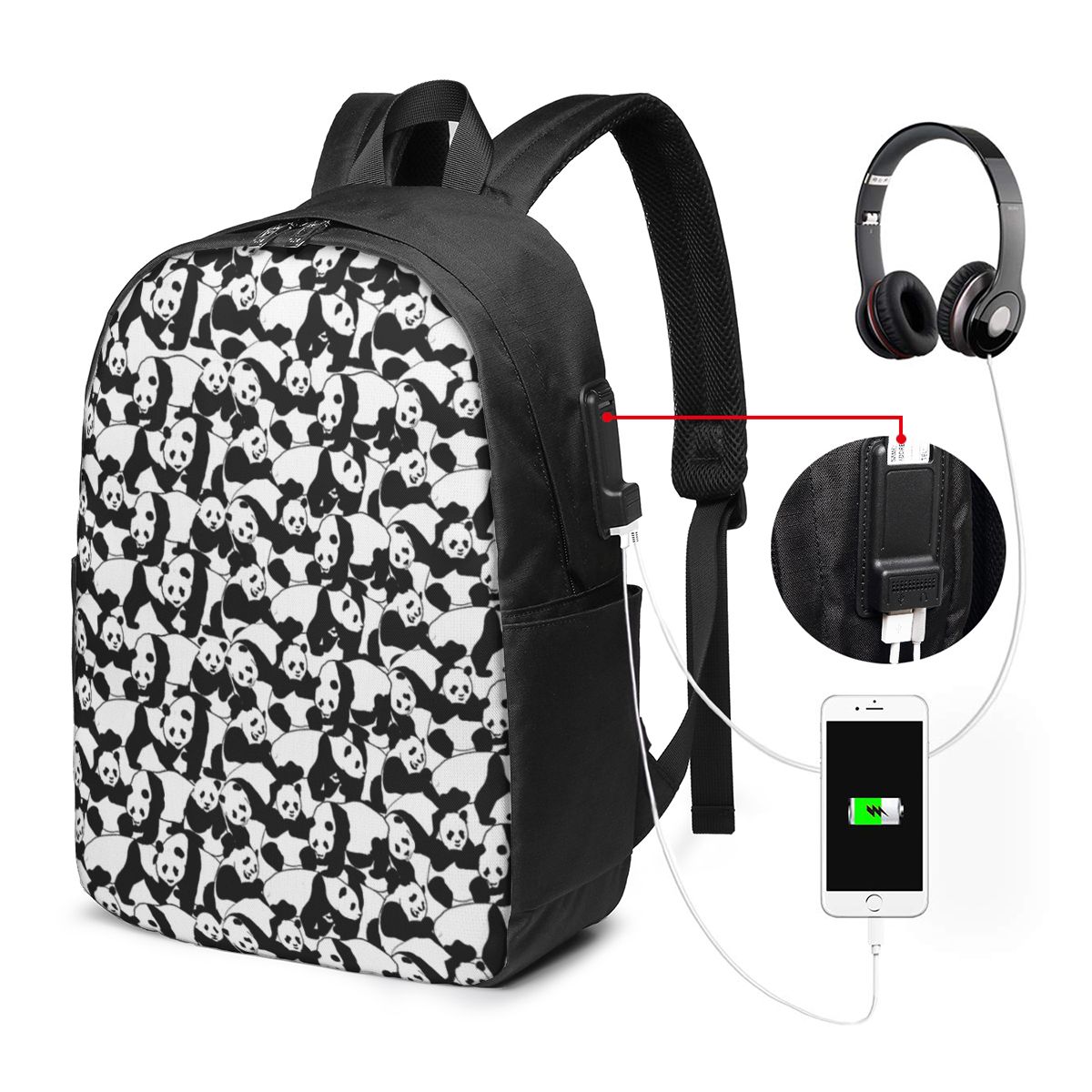 Panda Pattern Backpack Travel  - Laptops recension och pris